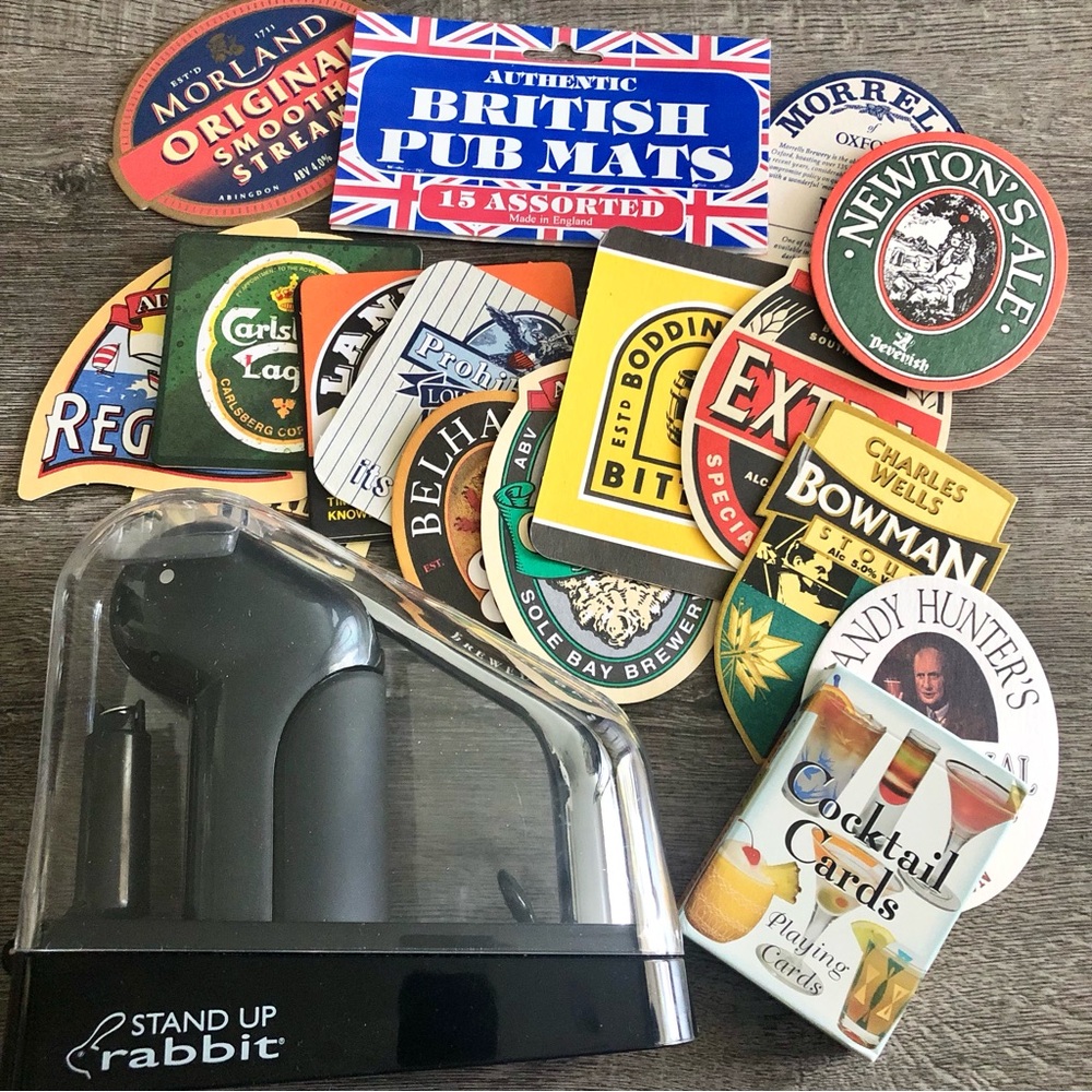 Rabbit Wine Opener and Pub Coasters